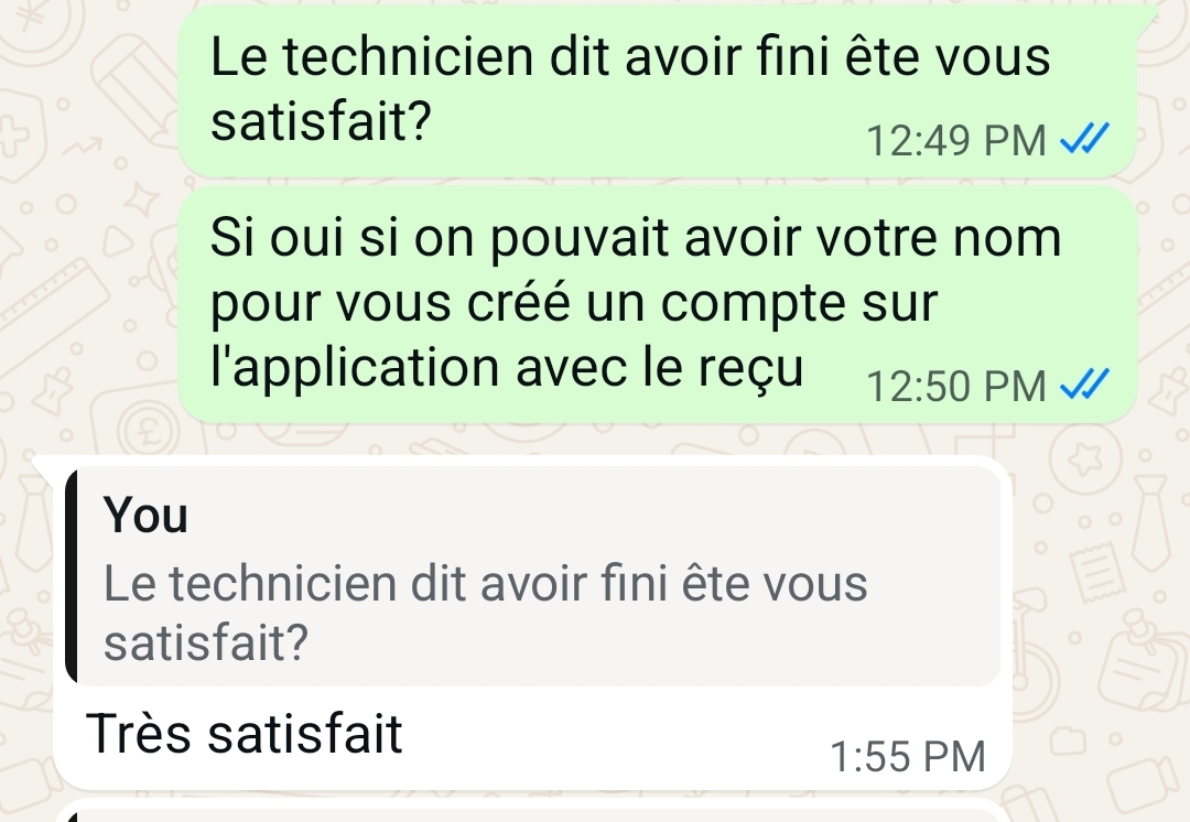 Témoignage de Client très satisfait
